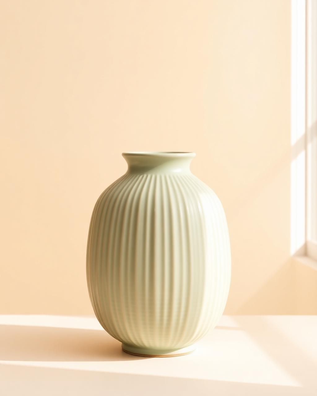 Sage Ribbed Vase